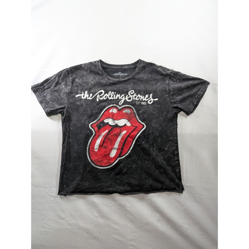 The Rolling Stones Graphic T-Shirt Mineral Wash Gray Raw Hem Large 2023